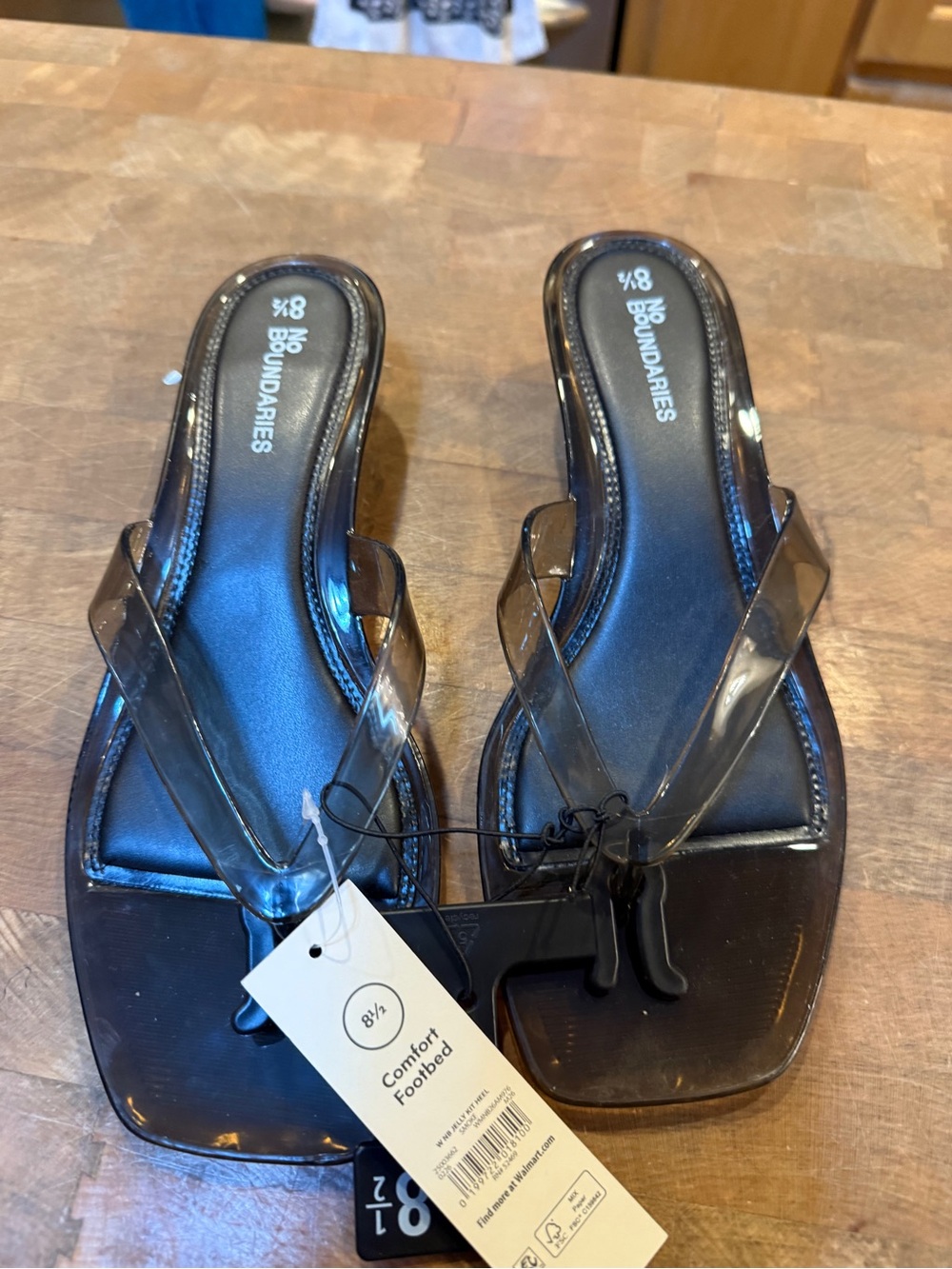 No Boundaries Black Slide Heeled Sandals Flip Flop Shoes Open Toe Women’s Sz8.5